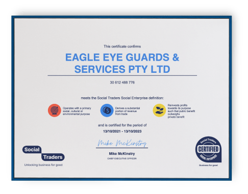 Eagle Eye Guards and services PYT LTD Certification